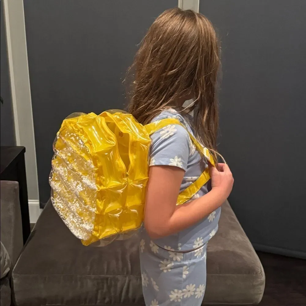 Yellow Inflatable 90’s Retro Bubble BackPack Foam Ball One Size VINTAGE
